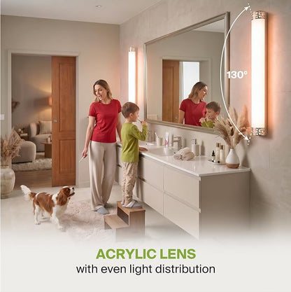 ASD 48 Inch LED Bathroom Vanity Light, 5CCT 2700K-5000K 35W, Dimmable Bathroom Light Fixtures, Modern Vanity Lights for Bathroom Lighting Fixtures Over Mirror, Wall Light Bar, Brushed Nickel, ETL, 2P