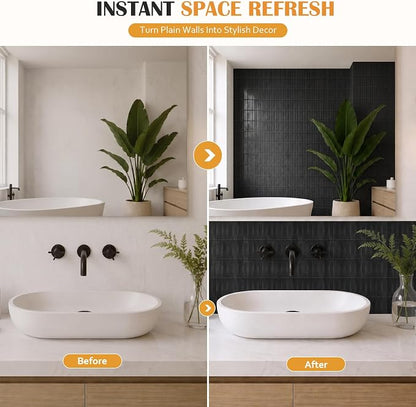 JOLOV 10 Pack Peel and Stick Backsplash Tiles, Waterproof 3D Stickers | Thicker self-adhesive 3D tile stickers for kitchen and bathroom walls; removable, waterproof and easy to install.