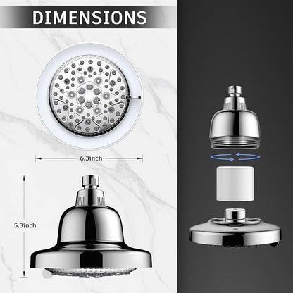 FEELSO LED Filtered Shower Head，High Pressure Rain Shower Head with Filters | Light Color Changing, 7 Modes, Water Softener Shower Head for Hard Water, Remove Chlorine，Reduces Dry Itchy Skin & Hair