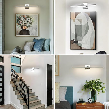 LED Bathroom Vanity Light, Modern Bathroom Light Fixture Over Mirror (3000K/4000K/6000K, Dimmable), Vanity Light Bar with Angle Adjustable, 32 Inch, Chrome