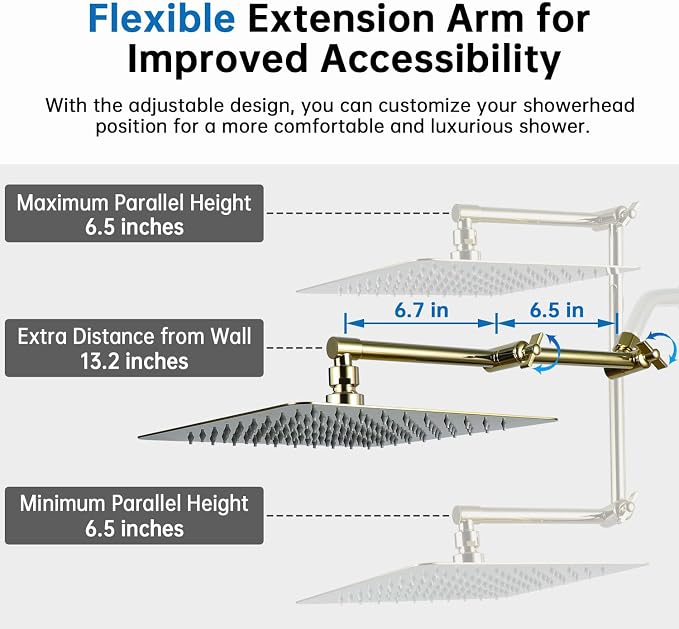 G-Promise All Metal 10 Inches Rainfall Shower Head with Handheld Combo | All Metal, Built to Last, Easy Install, Adjustable Height & Angle for All Heights, Extra Long Hose, Modern Upgrade