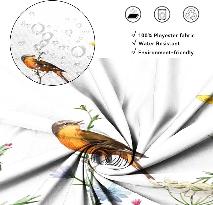 AWERT Small Half Size Stall Shower Curtain with Hooks Shower Stall Curtain 48 x 72 Funny Bird for Bathroom/RV and Camper