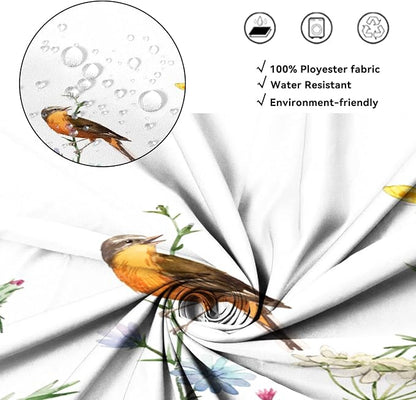 AWERT Small Half Size Stall Shower Curtain with Hooks Shower Stall Curtain 48 x 72 Funny Bird for Bathroom/RV and Camper