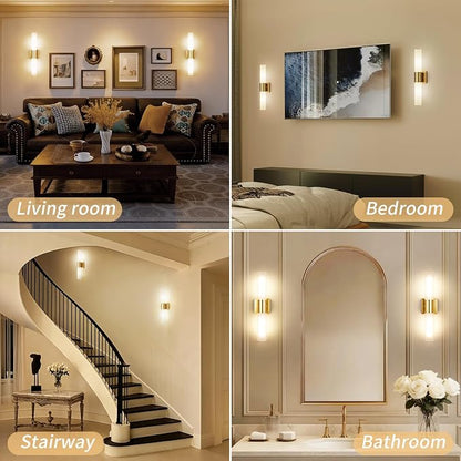 Modern 21" Bathroom Vanity Wall Sconce, Frosted Glass, Gold | Indoor Lighting Fixture, For Living Room, Stairs & Bedroom, Mounting Hardware Included, Easy To Install, Sturdy Metal Build.