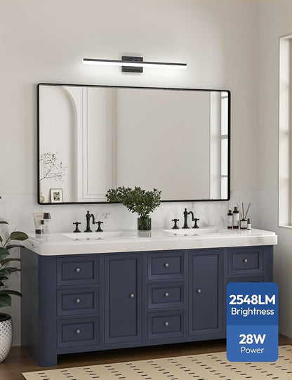 VOLISUN Modern Bathroom Vanity Light 31.5 inch, 28W Dimmable 5CCT Led Bathroom Light Fixture Over Mirror, Black Bar Vanity Light for Bathrooms Mirror Cabinets Bedroom-ETL Certificated
