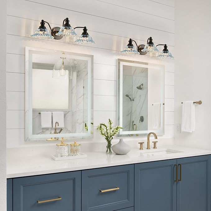 Blue and Black 3 Light Vanity Light Bathroom Vanity Light Fixture