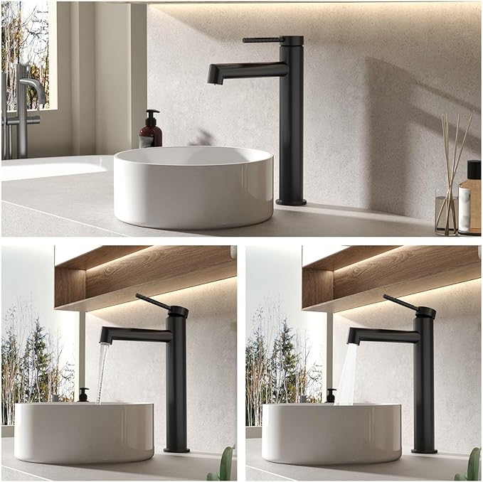 Single Handle Bathroom Faucet 1 Hole Faucet for Bathroom Sink Hot and Cold Water Black