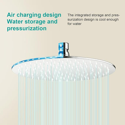 All Metal Rain Shower Head - Heavy Duty Stainless Steel, Easy Install, High Water Flow, Ultra-Thin Modern Design for Bathroom (Chrome, 10)