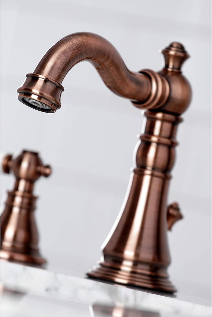 Fauceture FSC197APLAC American Patriot Widespread Bathroom Faucet with Brass Pop-Up, Antique Copper