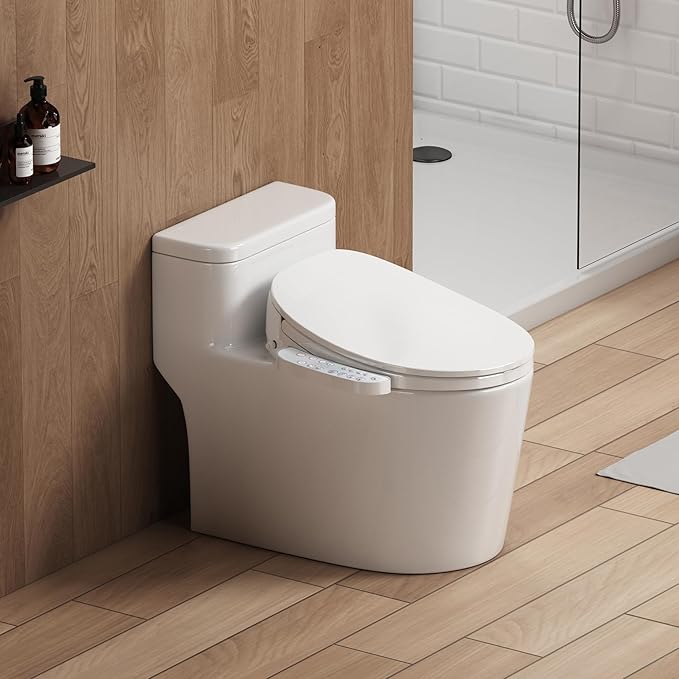 Bidet Toilet Seat, Bidet Seat With Warm Water Wash, Heated Seat, Air Dryer, Soft Close Lid, Night Light, Self Cleaning Nozzle, LED Display, Requires Outlet - Round