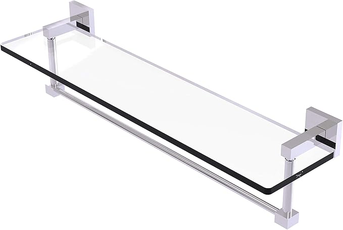 Allied Brass MT-1-22TB Montero Collection 22 Inch Vanity Integrated Towel Bar Glass Shelf, Polished Chrome