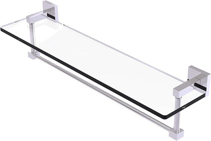 Allied Brass MT-1-22TB Montero Collection 22 Inch Vanity Integrated Towel Bar Glass Shelf, Polished Chrome