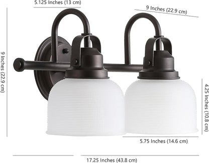 JONATHAN Y 17.25" Chrome Modern Bathroom Vanity Light, 2-Light LED Wall Sconce, Clear Glass Bell Shade for Mirror Hallway Kitchen, ETL Listed, LED Bulb Included (JYL7408A)