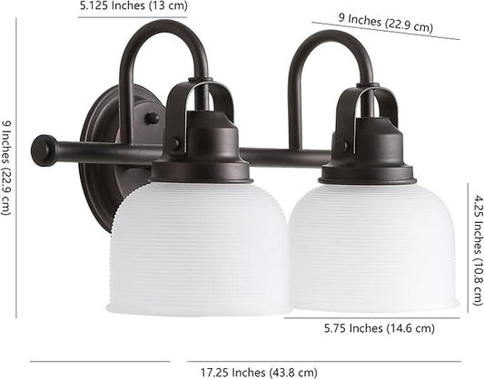 JONATHAN Y 17.25" Chrome Modern Bathroom Vanity Light, 2-Light LED Wall Sconce, Clear Glass Bell Shade for Mirror Hallway Kitchen, ETL Listed, LED Bulb Included (JYL7408A)