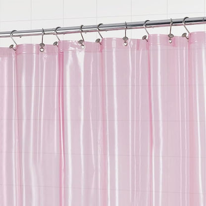 Barossa Design Shower Curtain Liner - Premium Clear Pink PEVA Shower Liner with 3 Magnets and Metal Grommets, Waterproof Lightweight Plastic Standard Size Bathroom Curtains - Translucent Pink