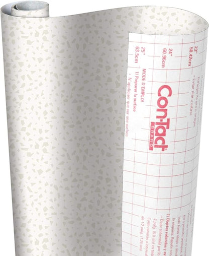 Con-Tact Brand Creative Covering, Self-Adhesive Shelf Liner, Multi-Purpose Vinyl Drawer Liner, Easy to Use and Apply, 18'' x 9', Faded Terrazzo Bone