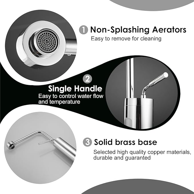 Vessel Sink Faucet Tall Bathroom Faucet Chrome - Solid Brass Bathroom Vanity Sink Faucet One Hole with Water Supply Hoses