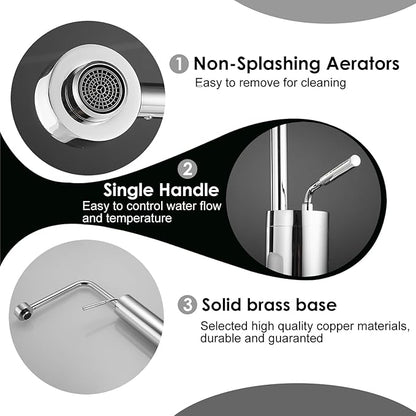 Vessel Sink Faucet Tall Bathroom Faucet Chrome - Solid Brass Bathroom Vanity Sink Faucet One Hole with Water Supply Hoses
