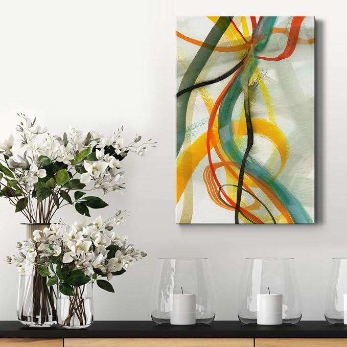 Renditions Gallery Canvas Wall Art Decorations Paintings & Prints Colorful Intersecting Lines Inkten Abstract Wall Hanging Artwork for Bedroom Living Room Office Kitchen - 8"x12" LT02