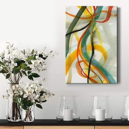 Renditions Gallery Canvas Wall Art Decorations Paintings & Prints Colorful Intersecting Lines Inkten Abstract Wall Hanging Artwork for Bedroom Living Room Office Kitchen - 8"x12" LT02