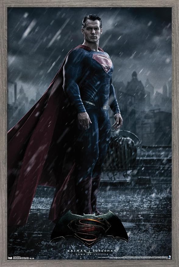 Trends International DC Comics Movie - Batman v Superman - Superman Wall Poster, 22.375" x 34", Barnwood Framed Version