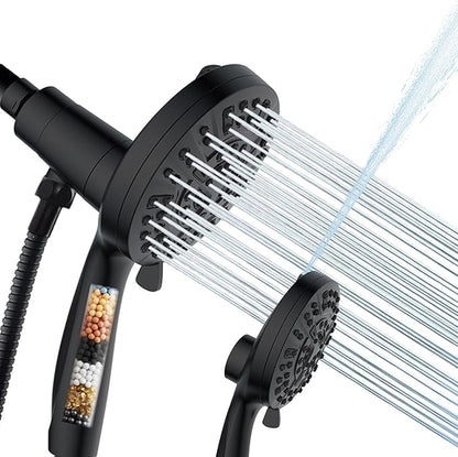 Filtered Shower Head with Handheld, Magnetic Adjustable, Matte black | High Pressure 9 Spray Modes, Hard Water Softener 10-Stage Filtration, Anti-Clog Nozzles, 60-Inch Long Hose