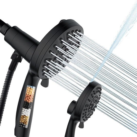 Filtered Shower Head with Handheld, Magnetic Adjustable, Matte black | High Pressure 9 Spray Modes, Hard Water Softener 10-Stage Filtration, Anti-Clog Nozzles, 60-Inch Long Hose