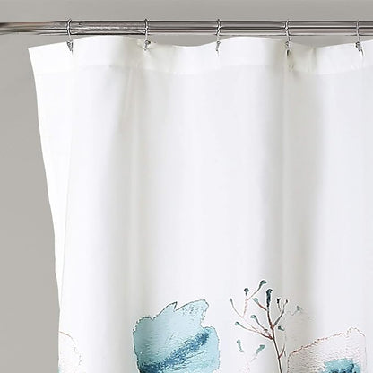 Lush Decor Zuri Flora Shower Curtain Single 72" W x 72" L Blue & Coral - Floral Shower Curtains for Bathroom - Blue Bathroom Curtain - Cottage Decor