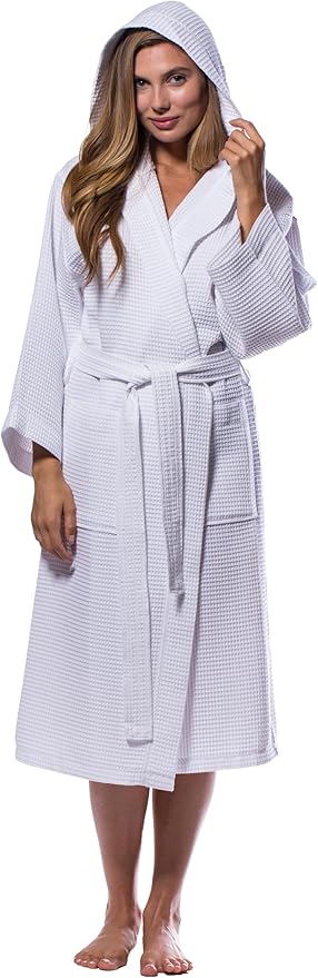 Turquaz Womens Lightweight Waffle Kimono Bathrobe for Men - Soft Quick-Dry Spa & Summer Towel Robe, Cotton Blend