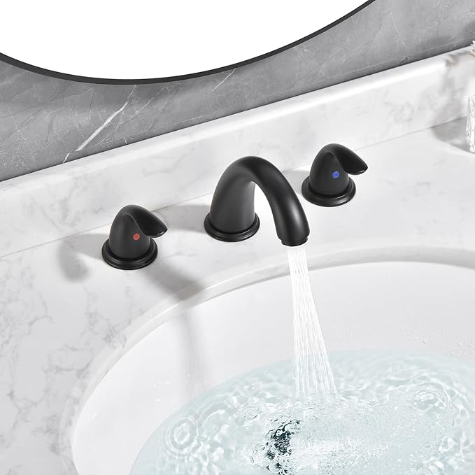 Sumerain Widespread 8 inch Bathroom Faucet - Black Basin Faucet with Two Handles