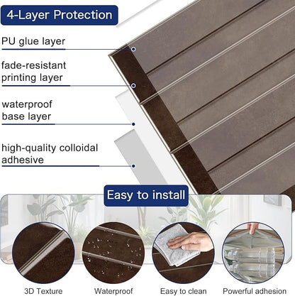 MORCART 2026 New Peel and Stick Backsplash, 10PCS 11.8"x11.8" Vintage Brown | 3D Adhesive Waterproof Wall Tiles for Kitchen, Bathroom, Living Room, Laundry Room, Subway Tiles