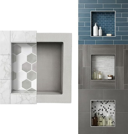 Shower Niche, Shower Niche Insert Tile Ready, 12x12 Inch, Soap Box, Prefab | Houseables Recessed Bathroom Storage, In Wall Shelf, Cubby Inserts, Recessed Shampoo Caddy, Inset Shelves, Built In Nook