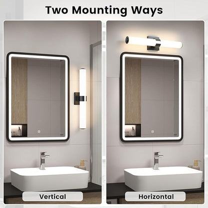 Black Vanity Lights for Bathroom, 22.8 Inch LED Vanity Light Modern Bathroom Light Fixtures, 18W Sconces Wall Lighting with Acrylic Shade for Mirror Bedroom Living Room Hallway 3000K