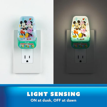 Disney Mickey Mouse Clubhouse LED Night Lights Plug Into Wall NightLight | for Kids Room Decor Ambient LightingGirls Boys Bedroom Bathroom Light Nursery 86142