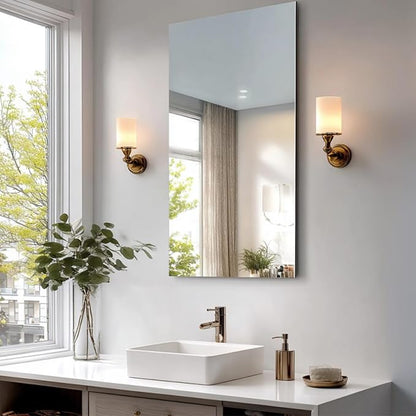 CILIBER Frameless Mirror, 24x48 Mirrors for Wall, Rectangle Bathroom Mirror for Over Sink, Frameless Vanity Mirror with Polished Edge, 3mm Tempered Glass, Hangs Horizontally or Vertically