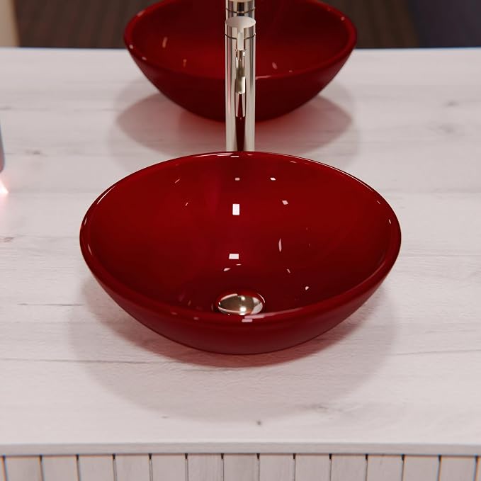 ROSSO Glass Vessel Bathroom Sink, TIG-8305