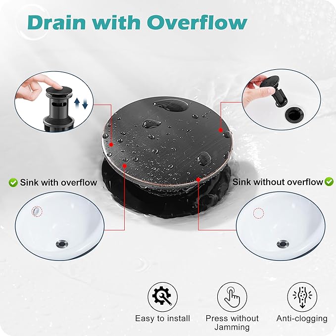 Waterfall Bathroom Sink Faucet Oil Rubbed Bronze, Brass Single Handle Bathroom Faucet 1 Hole or 3 Hole (4 Inch), Modern Bathroom Vanity Faucets with Pop Up Drain & Deck Plate for Rv Farmhouse