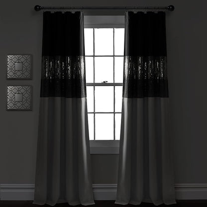 Lush Decor Night Sky 100% Blackout Window Curtain Panel Single 42"W x 84"L, Black & White - Blackout Curtains For Bedroom - Sequin Curtains - Glam Decor