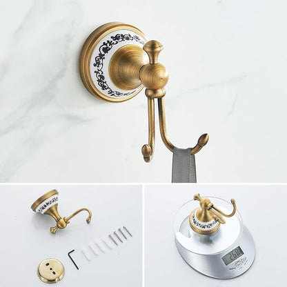 Antique Bronze Bathroom Hardware Set,Adjustable Towel Rack, Toilet Roll Paper Holder,Hand Towel Holder,Hook, Bathroom Accessories Set Wall Mounted,Porcelain Design