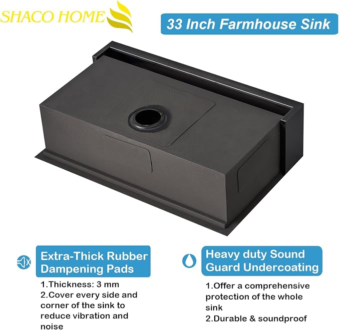 33 Inch Black Farmhouse Sink, 33x20 Gunmetal Black 16 Gauge Stainless Steel Single Bowl Workstation Flat Apron Front Farm Kitchen Sink with Cutting Board