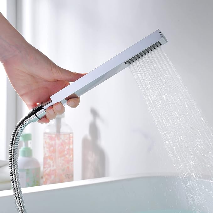 sumerain Waterfall Tub Faucet Wall Mount Bathtub Faucet with Hand Shower Chrome Finish, High Flow Rate