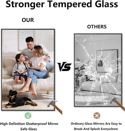 Bathroom Mirror 36"x55" Matte Black Rectangle Bathroom Wall Mirror for Over Sink, Modern Large Vanity Mirror, HD Tempered Glass, Anti-Rust Aluminum Alloy Frame, for Living Room, Bedroom, Entryway