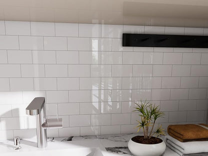 Luxury 10 Sheet Peel and Stick Backsplash,12”x12”Pure White Subway Tile for Kitchen Wall,Self Adhesive Glossy Faux Marble Tile,Stick on Accent Wall Backsplash Tile for Living Room, Bedroom,RV