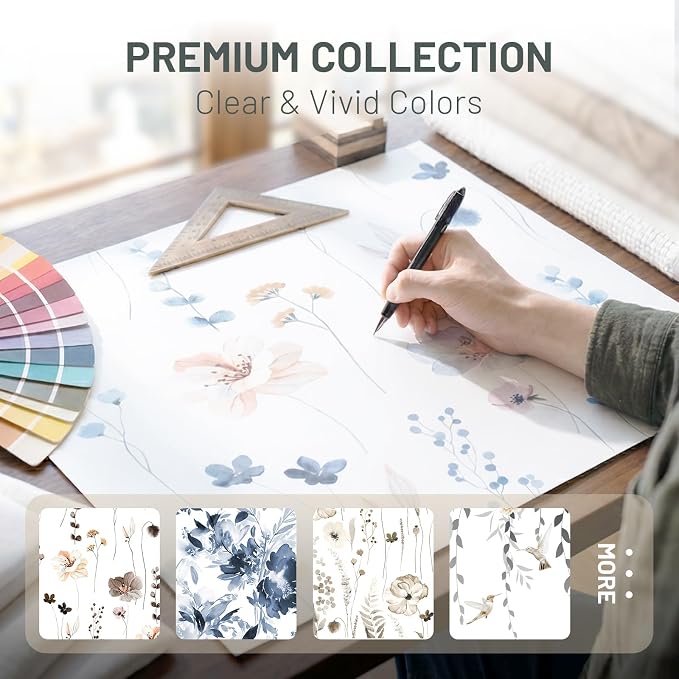 No Hook Floral Shower Curtain with Liner, Blue Beige, 71x86 | Snap in Liner, 3 in 1, Water Repellent, Easy Install, Machine Washable, Hotel Style for Bathroom, Watercolor Pattern
