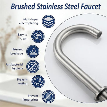 Brushed Nickel Bathroom Faucet 3 Hole, VAPSINT 8 Inch Widespread Bathroom Sink Faucet, 2 Handle Modern Bathroom Faucets for Vanity Lavatory RV Restroom with Pop Up Drain & Supply Hoses, VAP-BF311