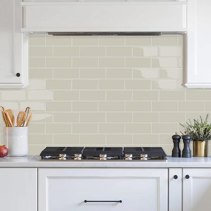 STICKGOO 10-Sheet Subway Peel and Stick Backsplash Tiles Putty Beige | Waterproof 3D PVC wall tiles with strong adhesive, extra thick for kitchen backsplash and bathroom walls