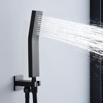 SUMERAIN Matte Black Rain Shower Faucet System with Waterfall Tub Spout | 8" Rain Shower Head, Brass Handheld Shower, Anti-scalding Pressure Balance Valve, Rough-In Valve Included