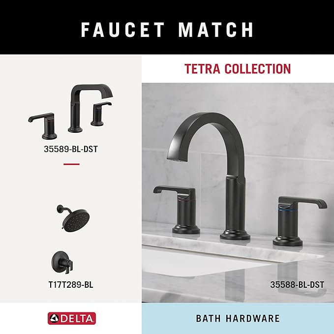 Delta Tetra (1-Pack) 18'' Towel Rack for Bathroom Matte Black Towel Bar for Bathroom Wall Towel Holder Rod Wall Mounted 78918-BL