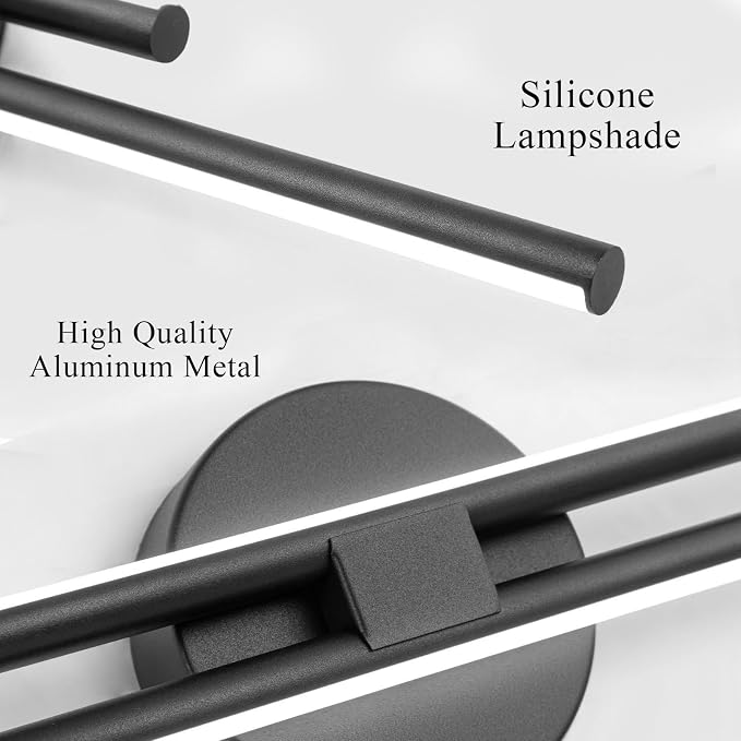 EDISLIVE Dimmable Modern LED Vanity Light Fixtures Bathroom Vanity Wall Lighting, 23.6 in Mirror Vanity Lighting Fixtures for Bathroom Bedroom Makeup Living Room, Black