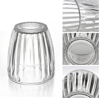 HiBay 2-Pack Lampshades, Clear Striped Bell Glass Shades | Lighting Fixture Accessory Lampshade Cover Replacement, Fit for E12 Base Pendant Lights Table lamp Sconce Chandeliers